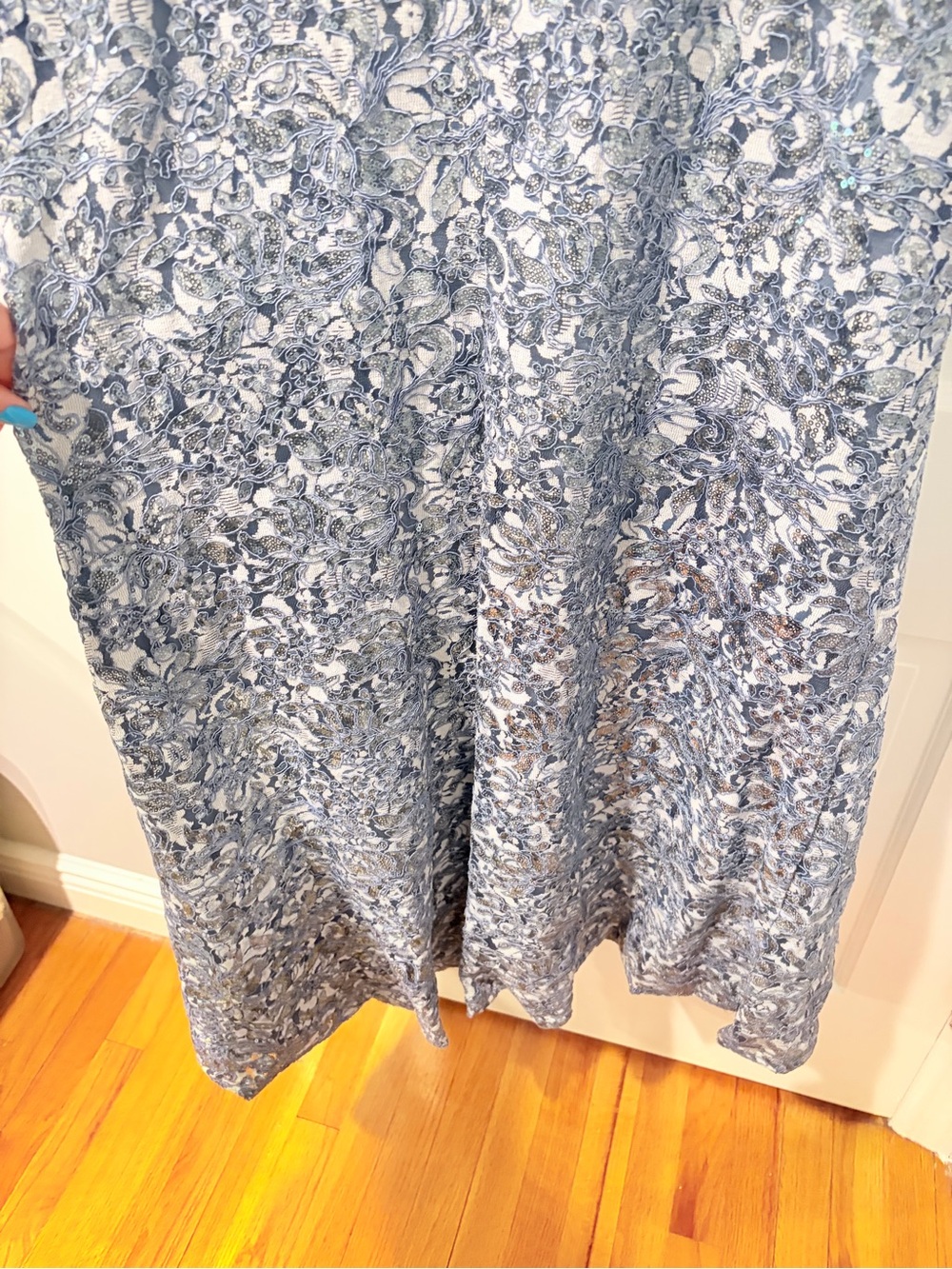 Xscape Size 16 Blue Sequin Lace Formal Gown Maxi Dress - Picture 14 of 16